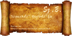 Szaszkó Borbála névjegykártya